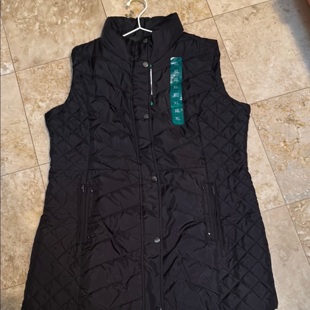 Black Quilted Women's Vest XL .